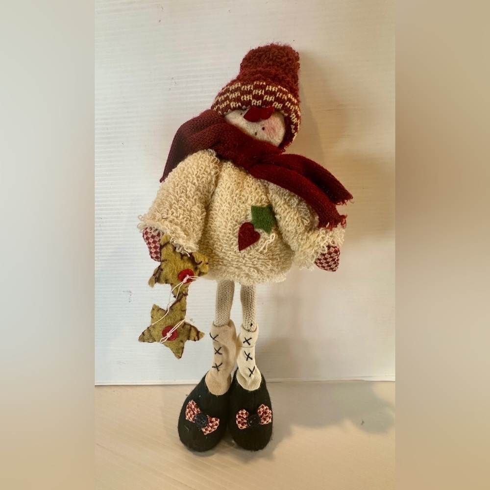 Snowman Doll – Weighted Feet – Rustic Cottagecore Winter Decor
